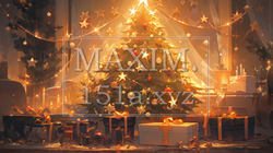クリスマスツリーの前に並べられているクリスマスプレゼント