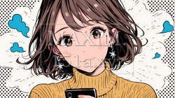 楽しそうにスマホ画面を眺めている若い女性 | 6848858-14987