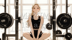 休日にジムで軽く運動する若い女性（シンプルな色使い） | 6850260-16303