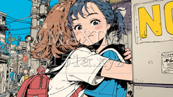 街中で友達にいきなりハグされた女の子