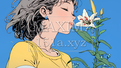 ユリの花と若い女性 | 6854702-9801