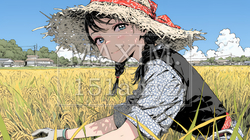 田んぼで農作業をしている女性 | 6858880-10539