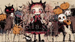 キモかわいいハロウィーンコスプレの女の子（クレヨンと水彩画風） | 6866967-11844