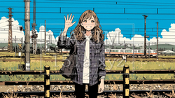手を振って挨拶している若い女性