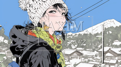 雪の積もる田舎道を歩いている若い女性 | 6872562-13118