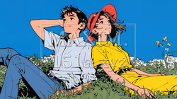 新緑の芝生が広がる都会の公園でくつろぐ若い男女 | 6885443-16927