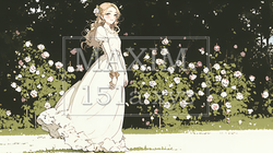 バラ園を散策している若い女性（シンプルな色使い） | 6885700-11054
