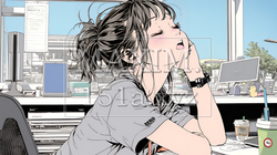 仕事中にあくびをしている若い女性 | 6901897-7175