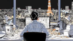 夜遅くまで残業するビジネスマン｜疲れた表情でパソコン作業をする会社員のビジネスイメージ｜6945567-6262