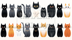 色々な猫のイラストのプリファレンスシート | 6944853-17840