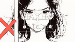 Noという表現を思いっきり顔に表しているる女性（シンプルな色使い）｜7095017-10974
