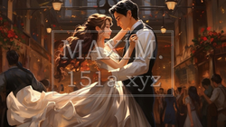 結婚式でダンスを踊る新婚夫婦