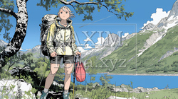 ソロハイキング（ソロ登山）を楽しんでいる若い女性｜7075269-7328