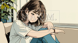 腹痛（生理痛）に苦しむ若い女性 | 7054433-15192