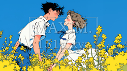 菜の花畑でデートをしている若いカップル｜7086981-5032