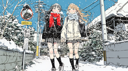 雪の日に友達と通学する女子高生 | 7058984-13080