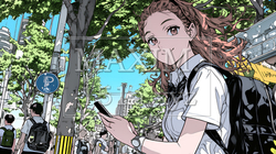 通学中にスマホをいじくっている女子高生