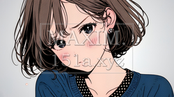 口をとがらせて不機嫌そうな顔をしている若い女性 | 706929-6849