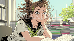 資料を見て驚いている若い女性｜7496376-8179