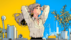 仕事の合間にストレッチ（伸び）をする女性 | 7073718-16713