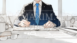 契約書にサインをしているビジネスパーソン（シンプルな色使い）