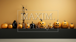 ハロウィンの基本的要素を捉えたミニマルアート（minimalism）な表現：精緻CG | 7094774-1036