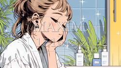 スキンケアを念入りに行う若い女性 | 7125414-15912