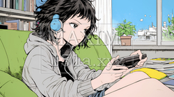 ビデオゲームで遊んでいる若い女性 | 7131004-12415