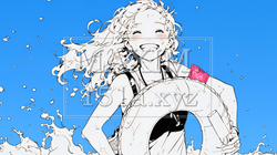 夏休みの思い出：友達と海水浴に行く（シンプルな色使い） | 7147466-10670