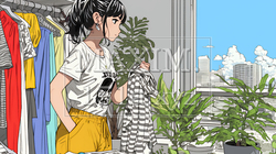着ていく服をクローゼットから選ぶ若い女性