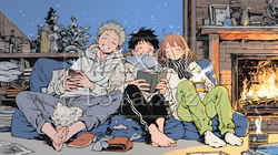 ほっこり：冬の寒い日に仲の良い仲間と暖炉のある部屋でのんびり・ゆっくり・まったり・ほっこり・ぬくぬく