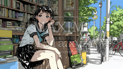 書店で本を選ぶ女子高生 | 7213067-16069