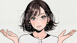 肩をすくめて困惑・諦めの仕草をしている若い女性 | 7216634-14647