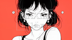 Noという表現を思いっきり顔に表しているる女性（シンプルな色使い）｜