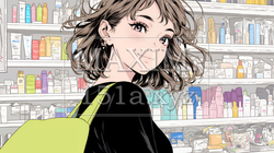 ドラッグストアでコスメを選ぶ若い女性 | 722389-16093