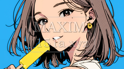 アイスキャンティを食べている若い女性 | 722497-7717