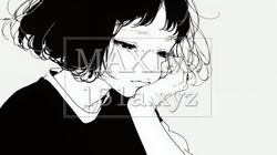 ため息をつく若い女性（シンプルな色使い） | 7229234-15847
