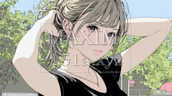 髪をいじる若い女性｜髪型や身だしなみを気にする女性のイラスト素材