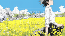 菜の花畑にいる若い女性 | 7250185-7744