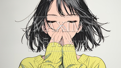 くしゃみをした若い女性 | 7271927-7152