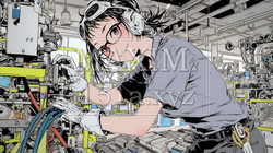 作業服を着た女性工場労働者