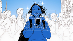 スマホの画面を見て驚いている若い女性（シンプルな色使い） | 7287155-11273
