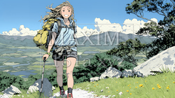 ソロハイキング（ソロ登山）を楽しんでいる若い女性 | 7298832-10390