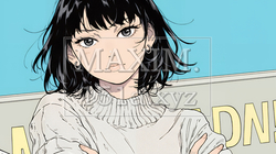 眉をひそめている女性：腕を組んで不安そうに立っている女性