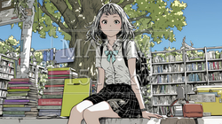 書店で本を選ぶ女子高生 | 7303190-16078