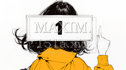 数字の「1」を掲げている若い女性（シンプルな色使い）