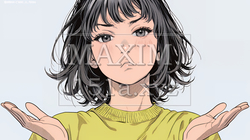 肩をすくめて困惑・諦めの仕草をしている若い女性 | 7337041-14642