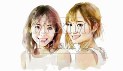 仲の良い女友達：水彩画 | 734762-4262