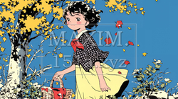 紅葉の小径を歩く少女 | 7361030-5888