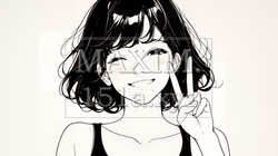 笑顔でピースサインを見せる若い女性（シンプルな色使い） | 7362629-14239
